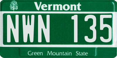 VT license plate NWN135