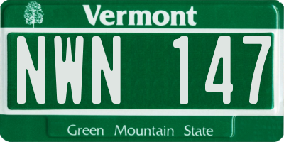 VT license plate NWN147