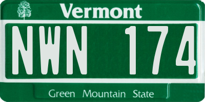 VT license plate NWN174