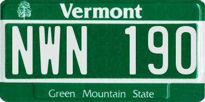 VT license plate NWN190