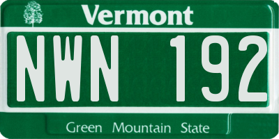 VT license plate NWN192