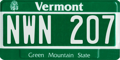 VT license plate NWN207