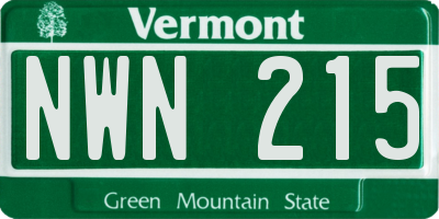 VT license plate NWN215