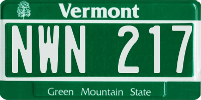 VT license plate NWN217