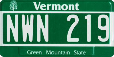 VT license plate NWN219