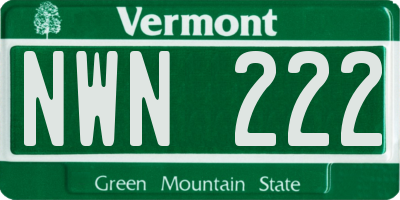 VT license plate NWN222