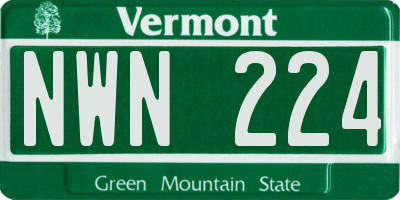 VT license plate NWN224