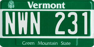 VT license plate NWN231