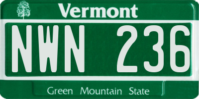 VT license plate NWN236