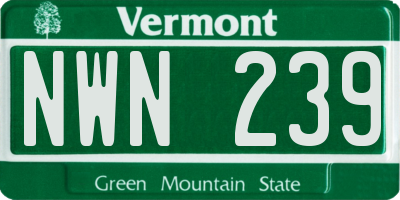 VT license plate NWN239