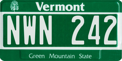 VT license plate NWN242