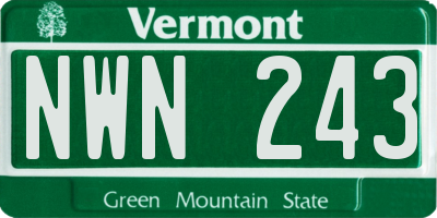 VT license plate NWN243