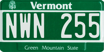 VT license plate NWN255