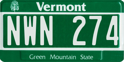 VT license plate NWN274