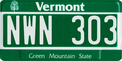 VT license plate NWN303