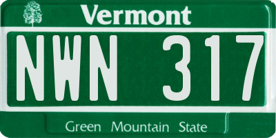 VT license plate NWN317