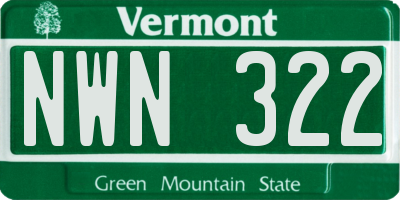VT license plate NWN322