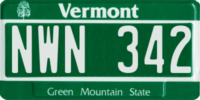 VT license plate NWN342