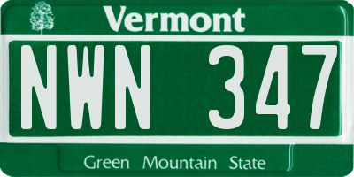 VT license plate NWN347