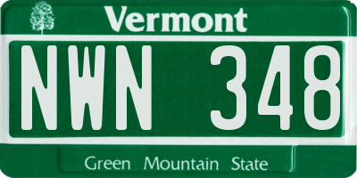 VT license plate NWN348