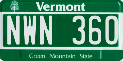 VT license plate NWN360