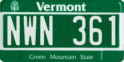VT license plate NWN361