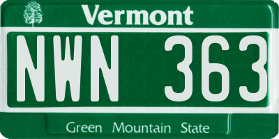 VT license plate NWN363