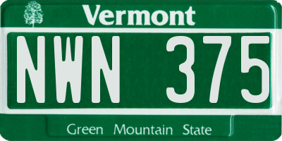VT license plate NWN375