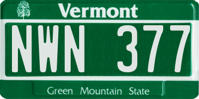 VT license plate NWN377
