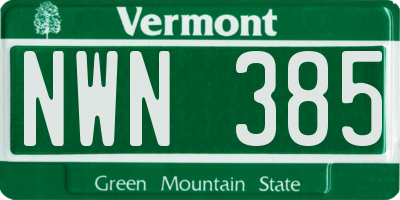 VT license plate NWN385