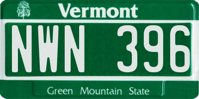 VT license plate NWN396