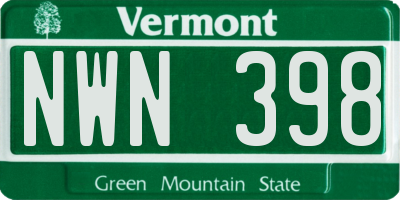 VT license plate NWN398