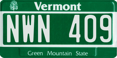 VT license plate NWN409