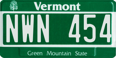 VT license plate NWN454