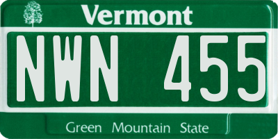 VT license plate NWN455