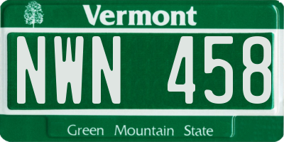 VT license plate NWN458