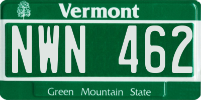 VT license plate NWN462