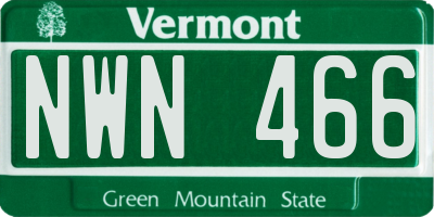 VT license plate NWN466