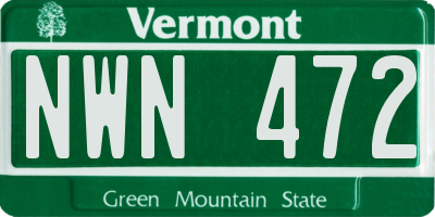 VT license plate NWN472