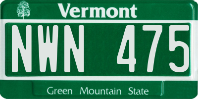 VT license plate NWN475