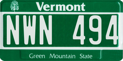 VT license plate NWN494