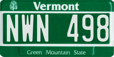 VT license plate NWN498