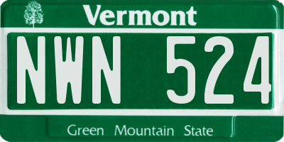 VT license plate NWN524