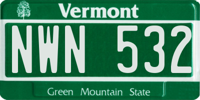 VT license plate NWN532