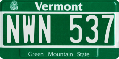 VT license plate NWN537