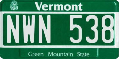VT license plate NWN538