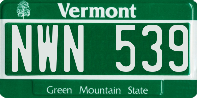 VT license plate NWN539