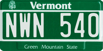 VT license plate NWN540