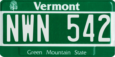 VT license plate NWN542