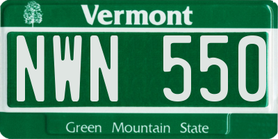VT license plate NWN550